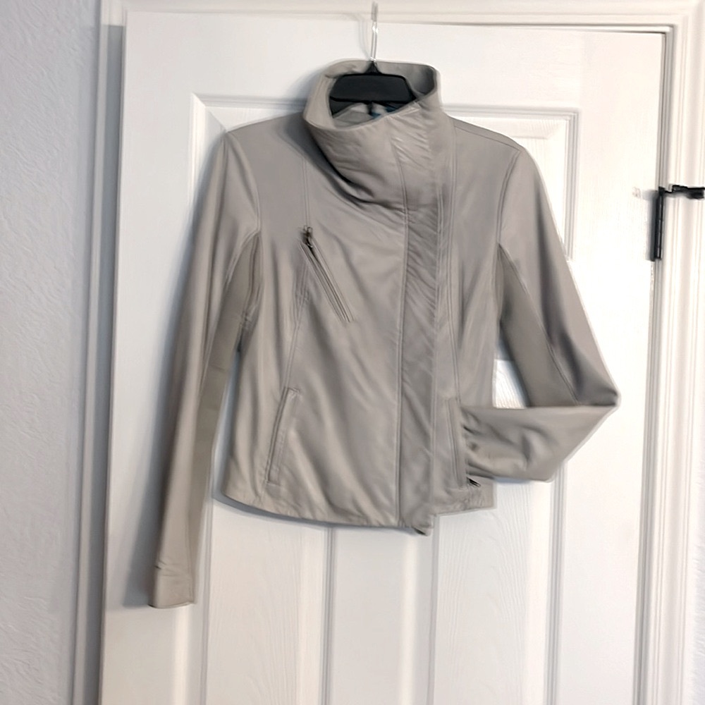 Truth and Pride Dove Grey Lambskin Leather Jacket